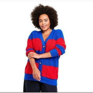 La linge color block button down sweater